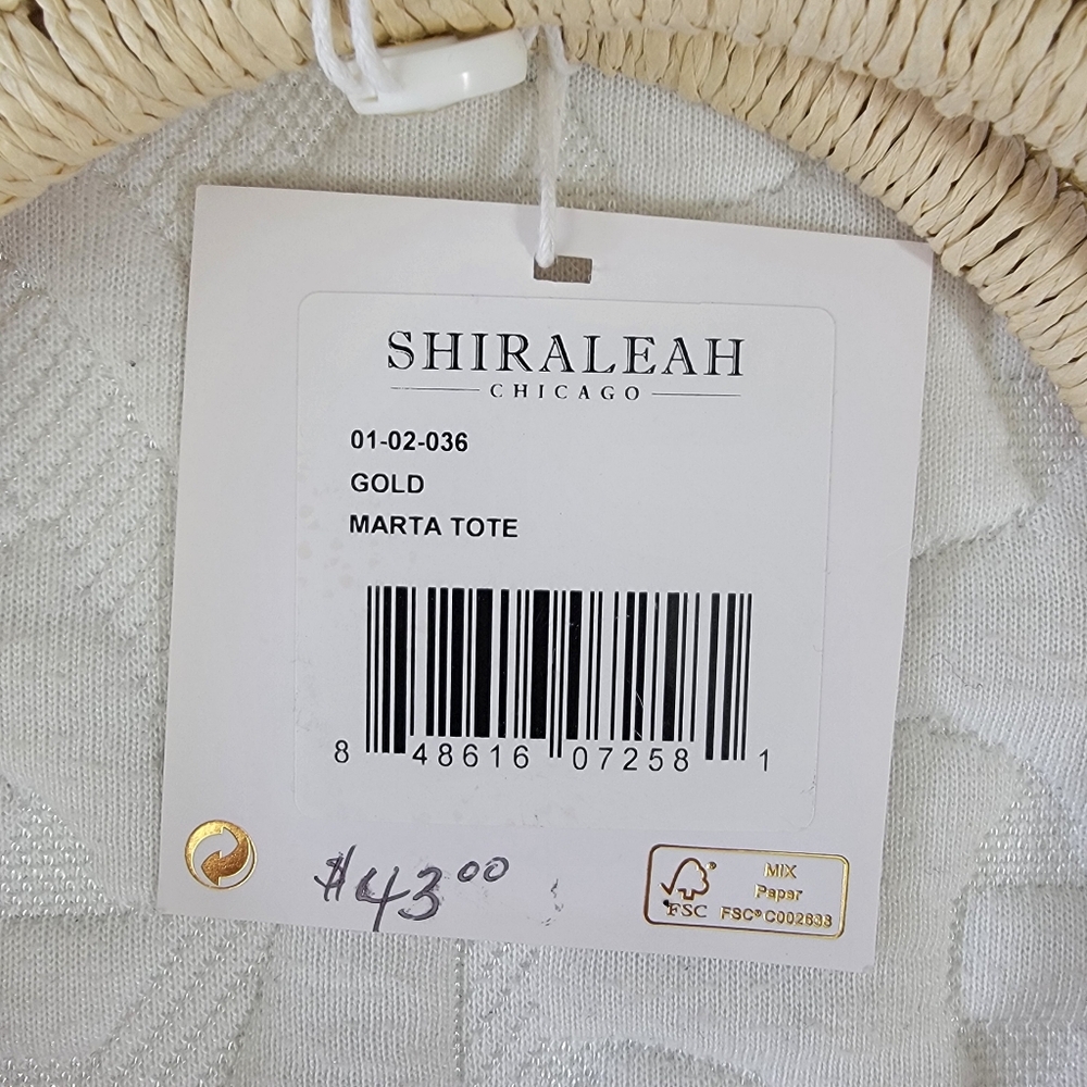 NWT Shiraleah Chicago Gold White Striped Handled Lightweight Marta Tote - Picture 5 of 8